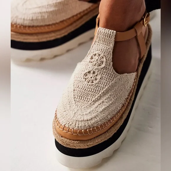 FREE PEOPLE Platform Espadrille Sandals Size 6 Leather Ankle Strap Boho Summer - Picture 2 of 10